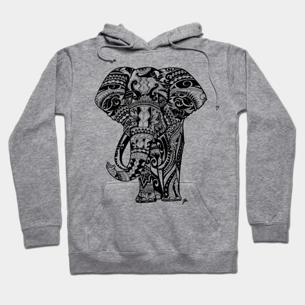 Elephant tribal pattern mandala Hoodie by Juliet & Gin